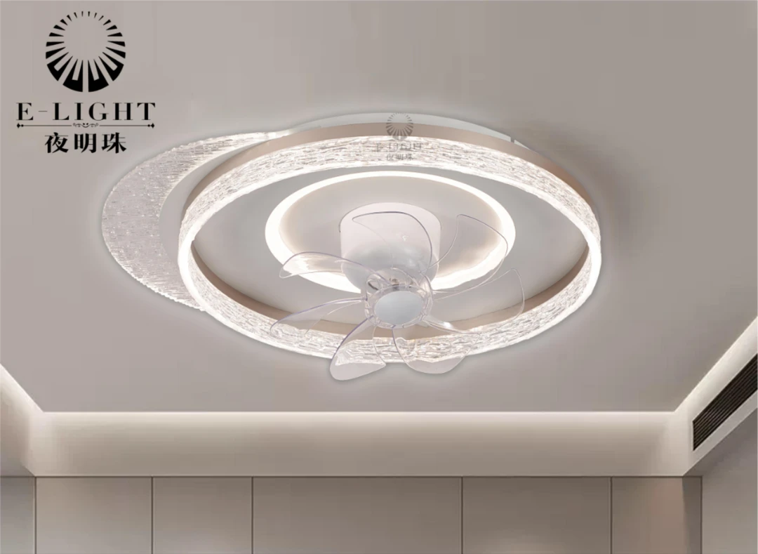 新款冰雕卧室风扇吸顶灯360度摇头变频静音小爱智能简约风扇灯