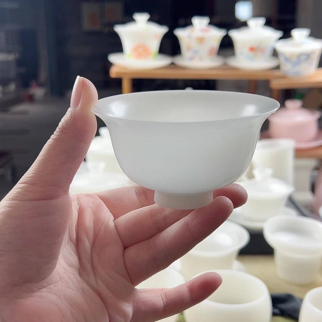 素烧璞玉薄胎仿古永乐压手杯130ml