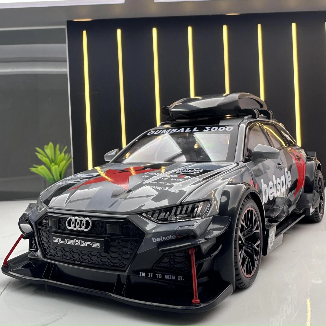 【奥迪RS6改装版】仿真1:24合金汽车模型炫酷回力车模收藏展示摆件