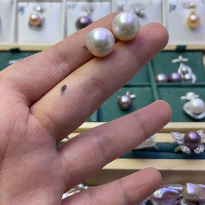 淡水珍珠耳饰银S925镶嵌