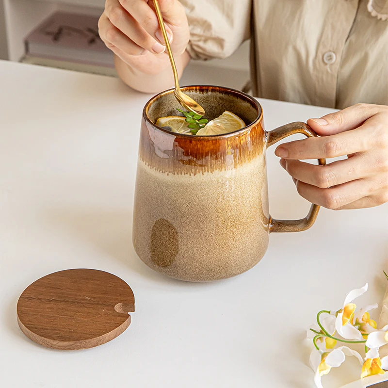 〖艺术感窑变〗复古陶瓷咖啡杯个性马克杯咖啡杯办公室大容量饮水杯