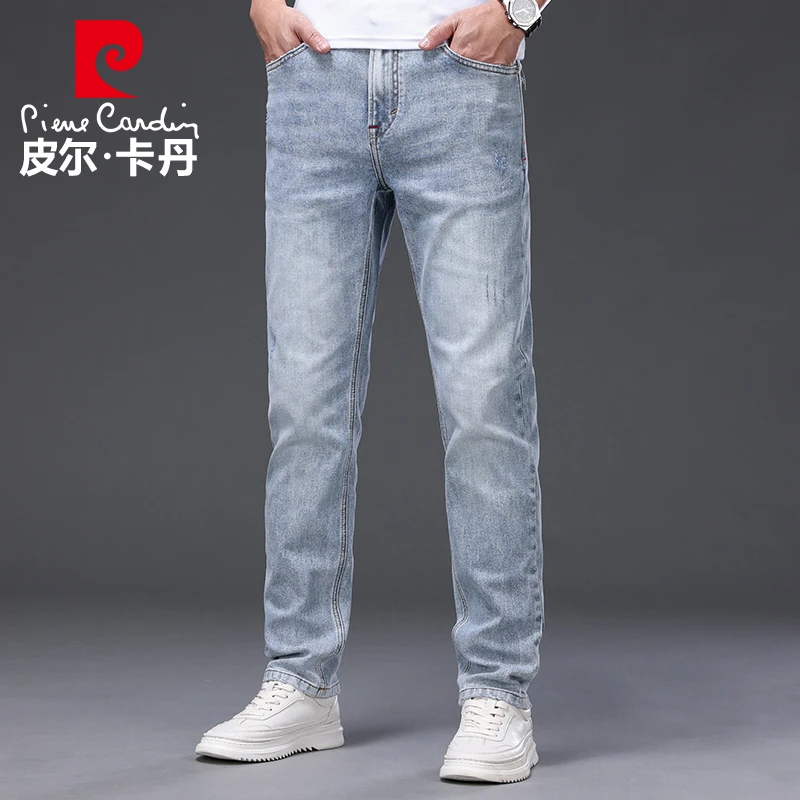 【夏季薄款】皮尔卡丹牛仔裤男士休闲直筒宽松商务长裤子男22310