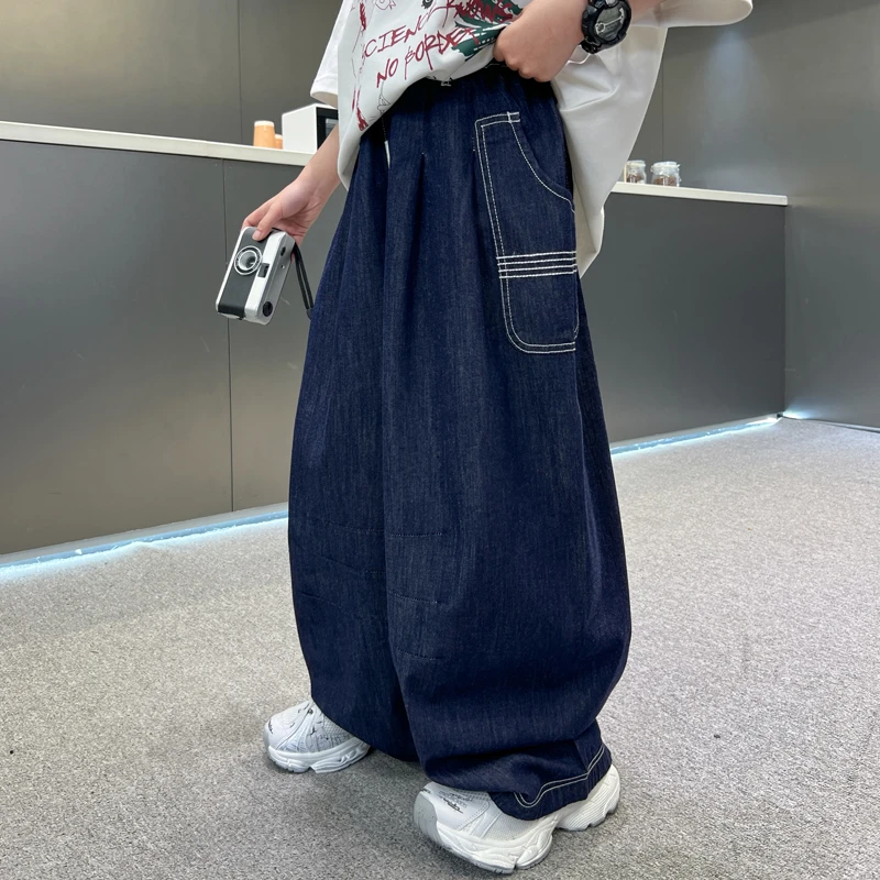 男童裤子夏季薄款牛仔防蚊裤2025新款中大童宽松长裤儿童洋气夏装