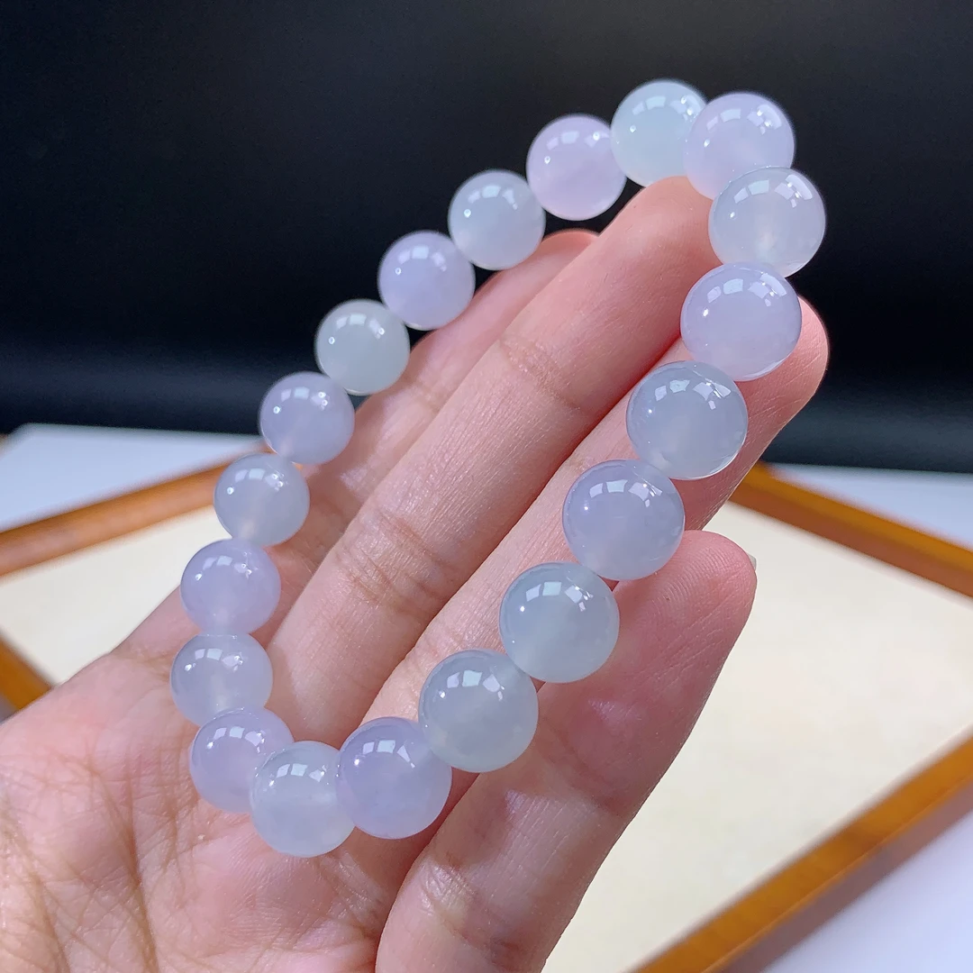 嘉运翡翠7.16-12缅甸天然翡翠A货马卡龙手串卡10mm19颗粒