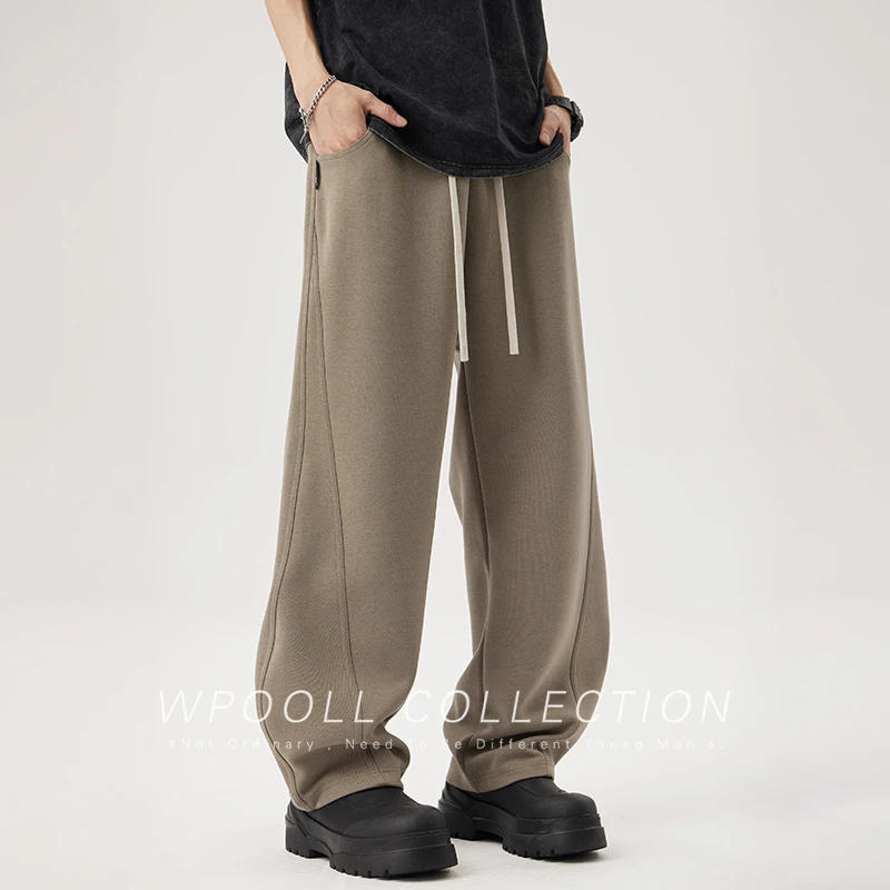 美式阔腿香蕉裤子运动卫裤男款秋季垂感宽松直筒垂感弯刀休闲长裤