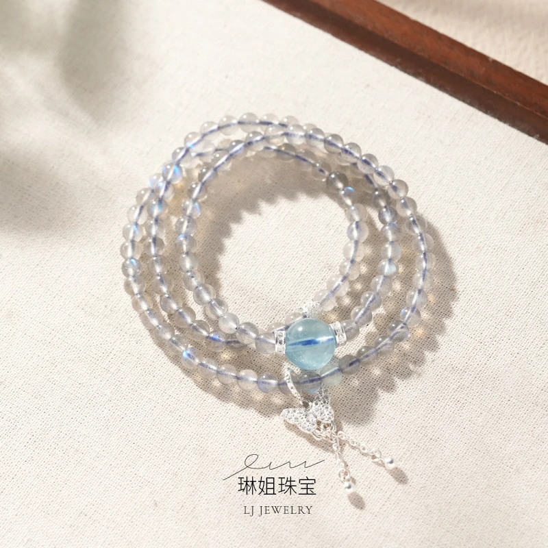 【琳姐甄选】天然灰月光三圈手串女款手链设计款珠宝首饰简约百搭5m