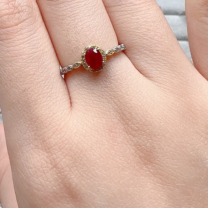 戒指银S925镶嵌红宝石