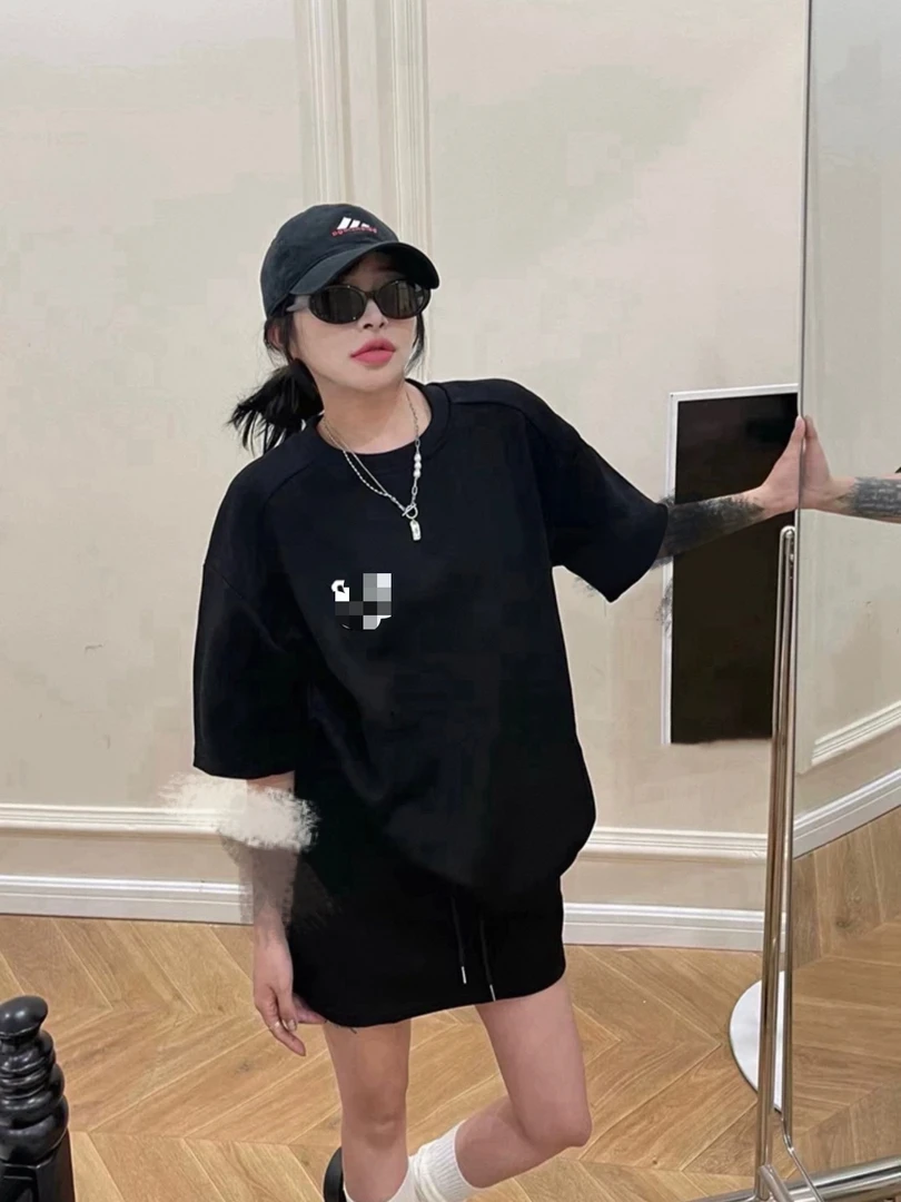 【李姑娘专属】9101字母刺绣休闲短袖半裙套装