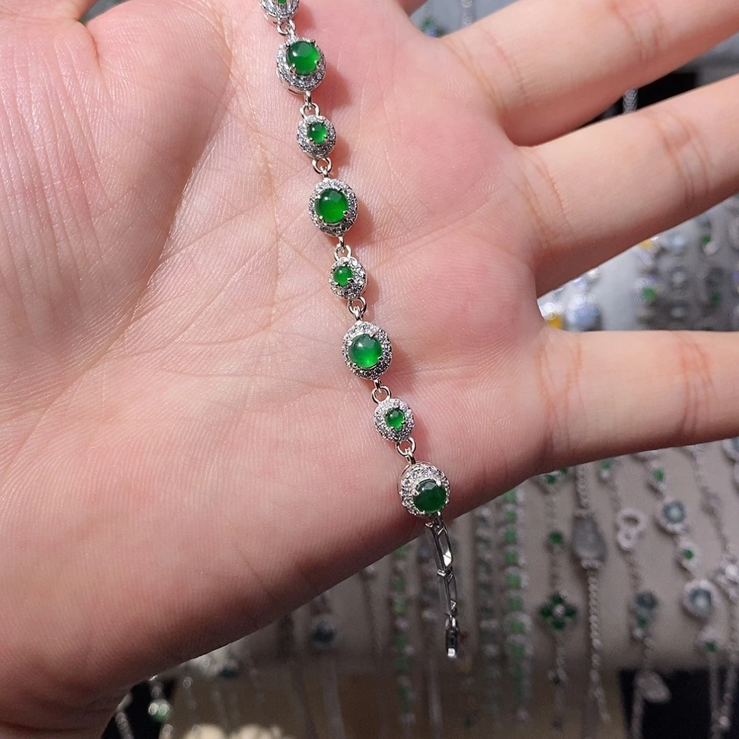 翡翠银S925镶嵌手链
