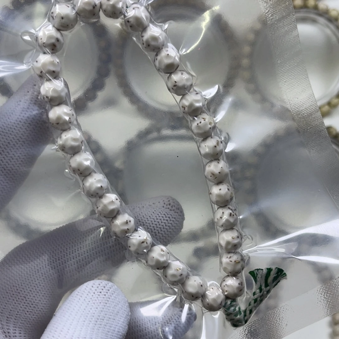 手串星月菩提8改圆珠带月骨瓷白无相