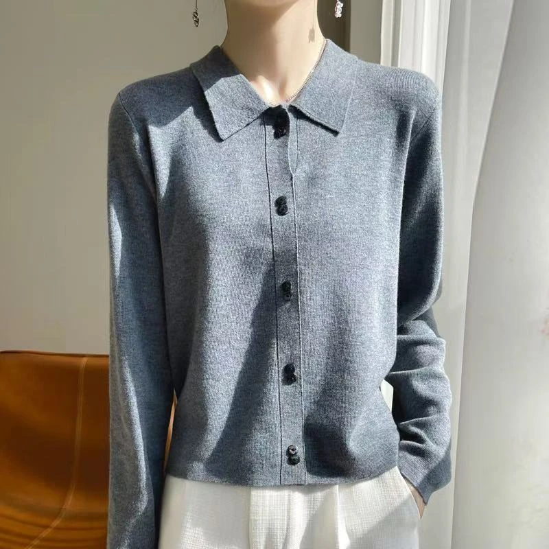 涵玖玥【细织翻领】套衫精致简约风长袖正式款上衣Z新06-022