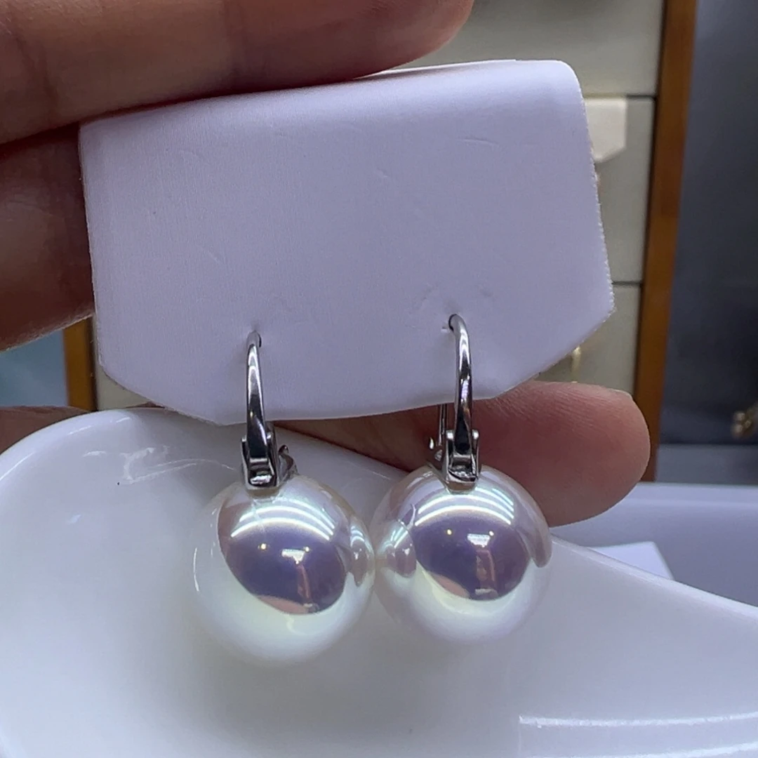 淡水珍珠银S925镶嵌耳饰