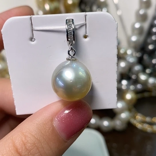 海水珍珠颈饰银S925镶嵌13.5