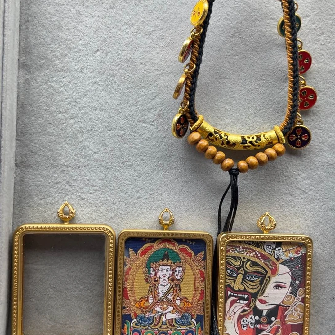 吊坠犯****?铜双面大日扎基绳子12