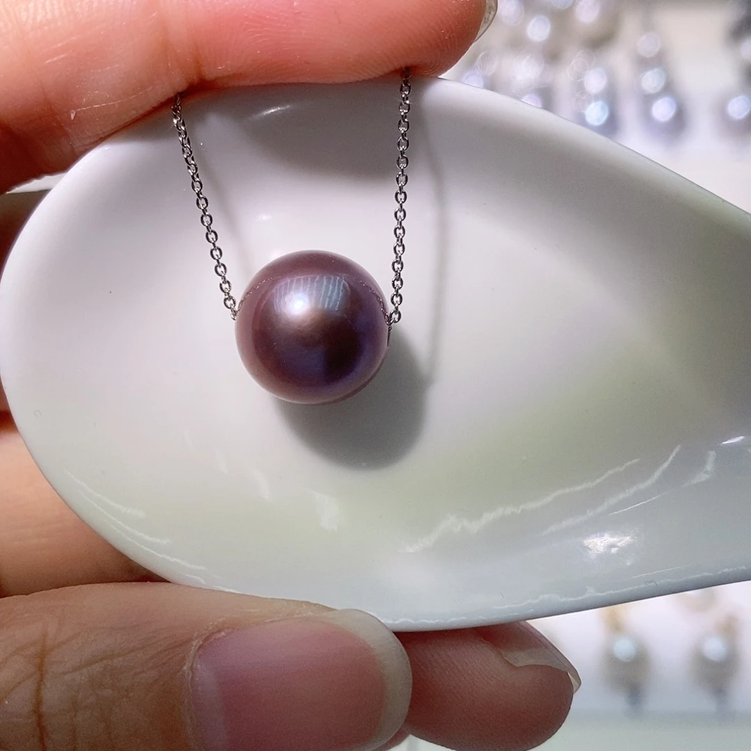 淡水珍珠吊坠(赠链)银S925镶嵌尺寸11/12毫米