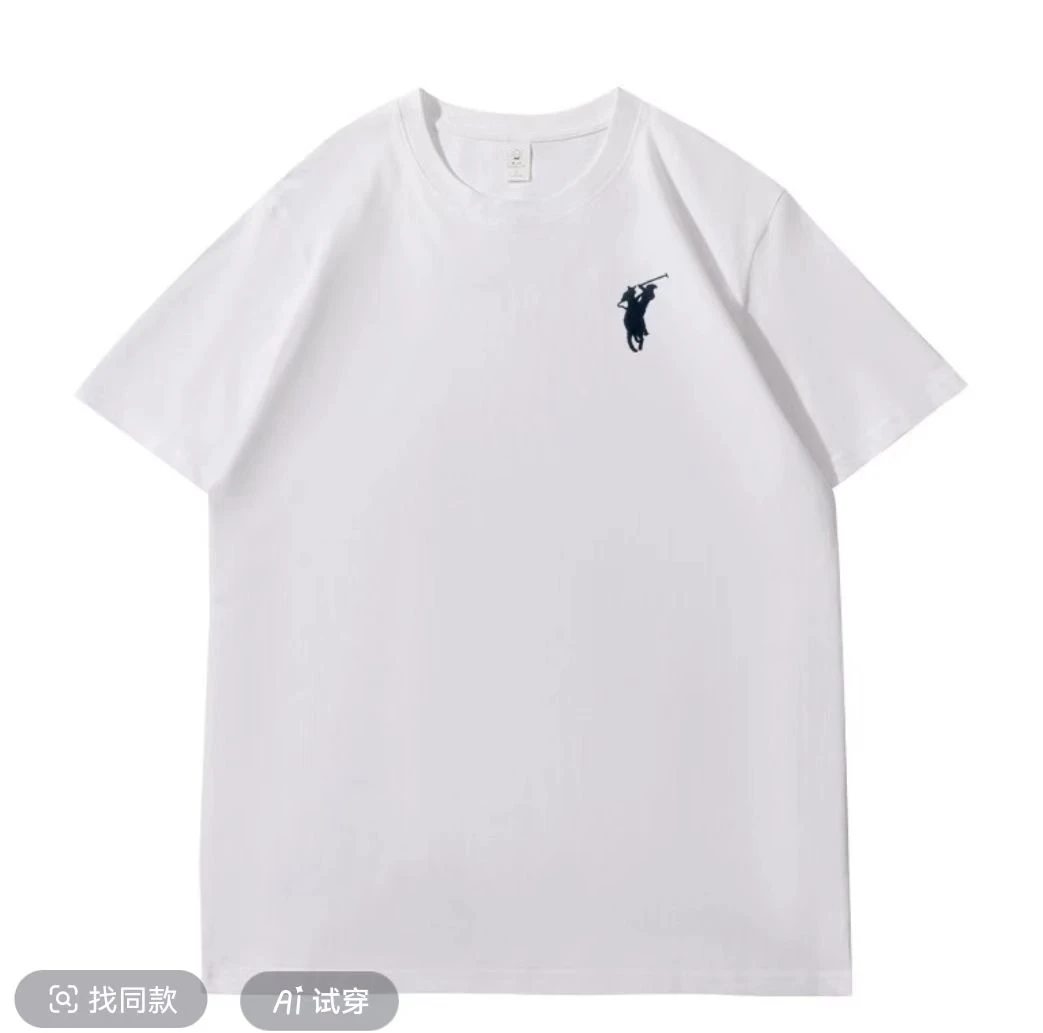 7A抗菌三防刺绣男士潮牌夏季t恤短袖半袖白色运动休闲男款宽松