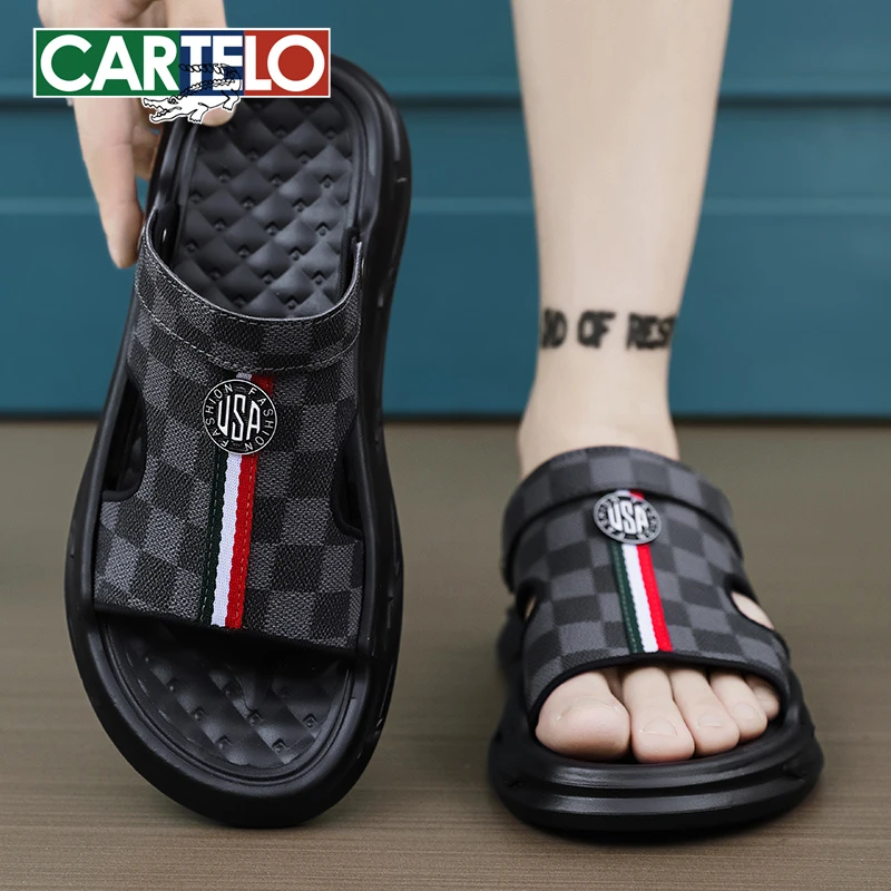CARTELO/卡帝乐鳄鱼凉鞋男夏季外穿开车两用拖鞋男士软底沙滩凉拖