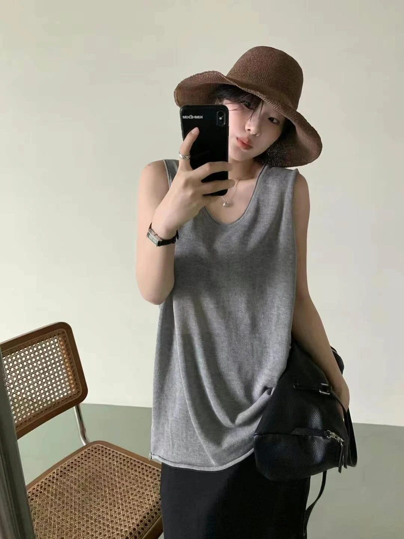 Az LongQuan  微卷针织背心 2025夏季休闲百搭新款CT5121