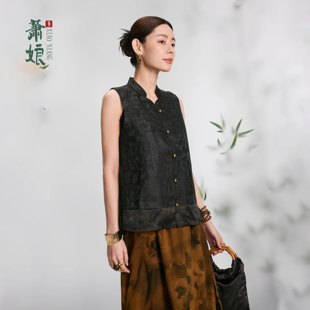 萧娘【夕雾】香云纱新中式短外套复古宽松桑蚕丝百搭中国风1028