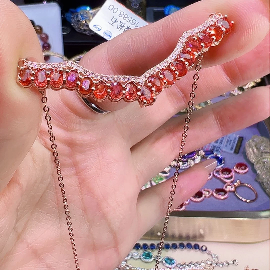 蓝宝石套链银S925镶嵌d**e