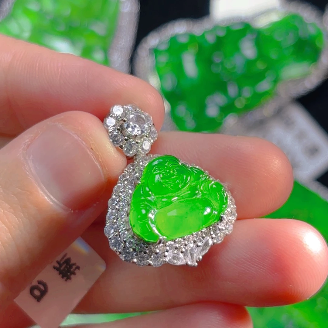 翡翠颈饰银S925镶嵌佛公