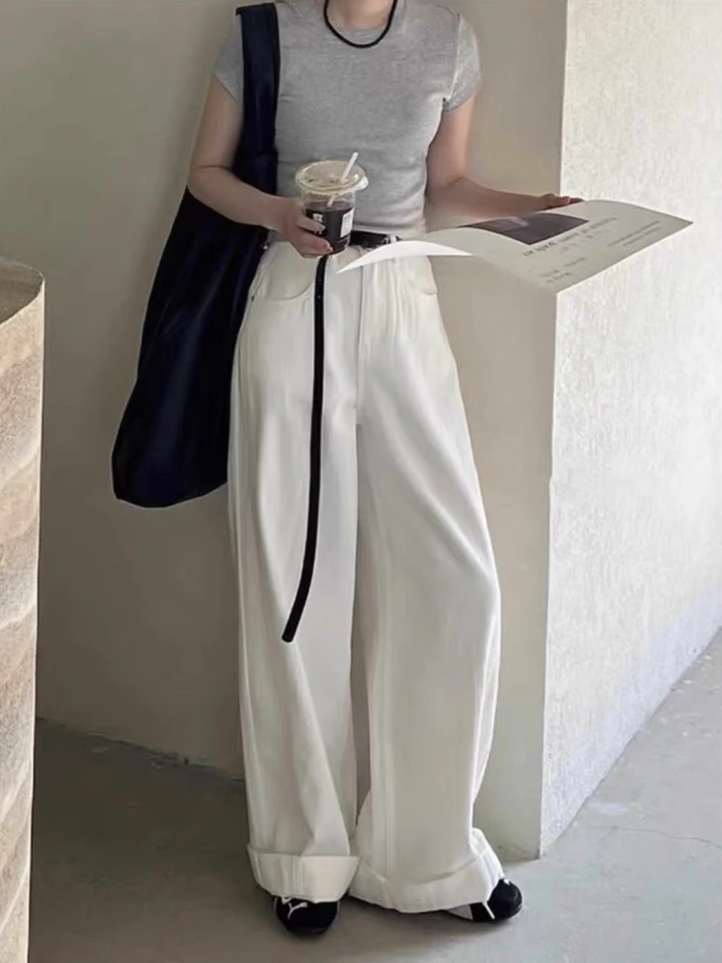 【女神裤】高腰直筒牛仔裤女2025新款软牛仔百搭显瘦阔腿裤长裤女