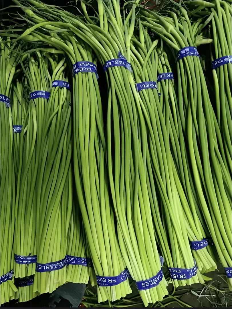 人工采摘新鲜<绿翡翠蒜薹 > 头茬新鲜天然无农药蒜苔现现摘现发