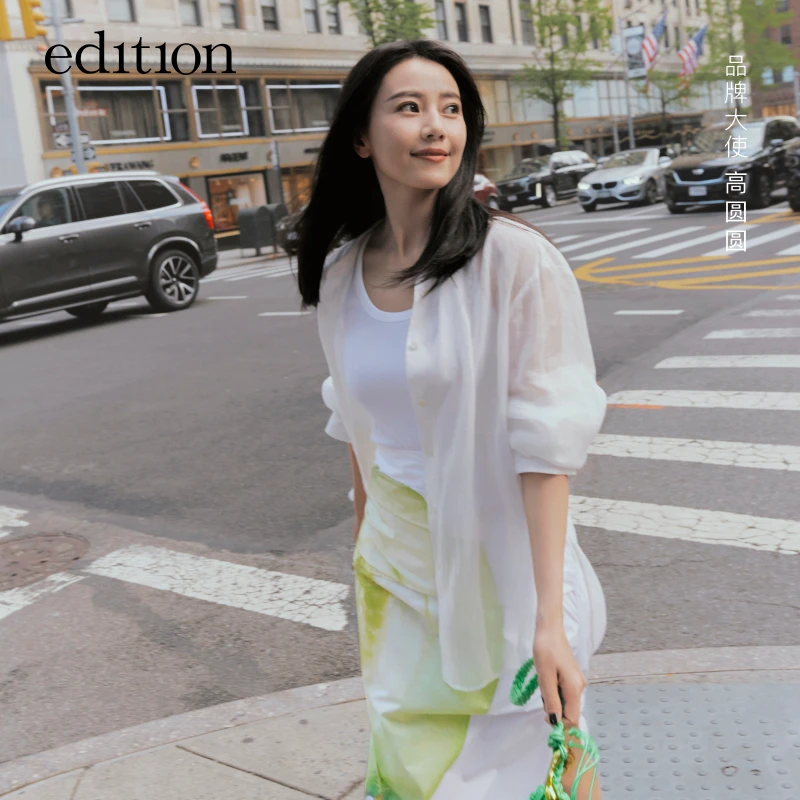【高圆圆同款】edition夏季蕾丝背心衬衫两件套#EBD2TOPK05