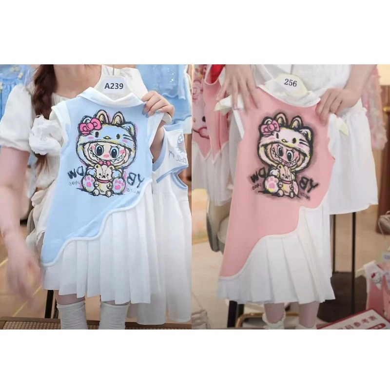 女童连衣裙夏季2025新款儿童卡通裙子夏装小女孩学院风POLO裙洋气