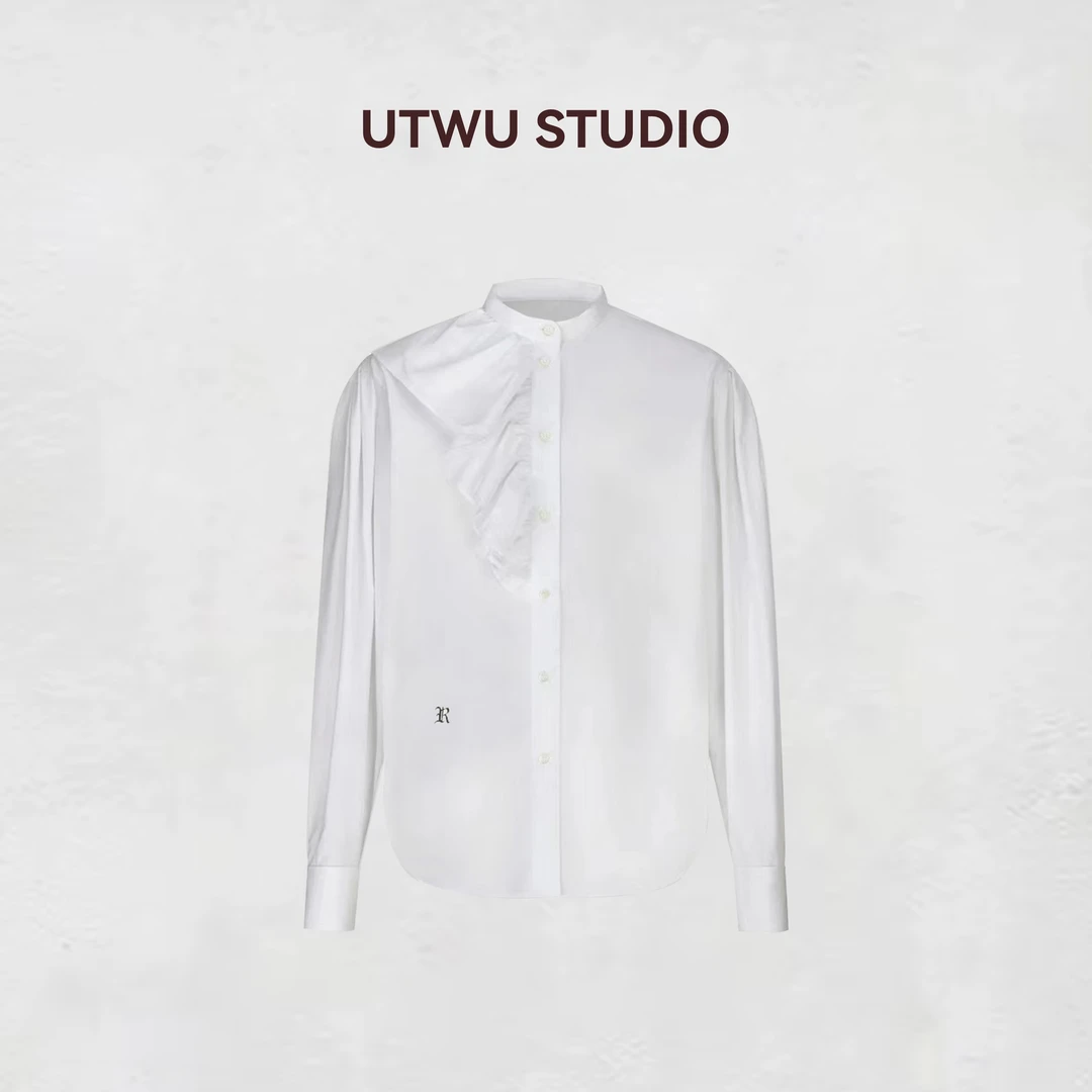 UTWU小敏 白色简约气质时尚宽松休闲慵懒纯色衬衫T2638