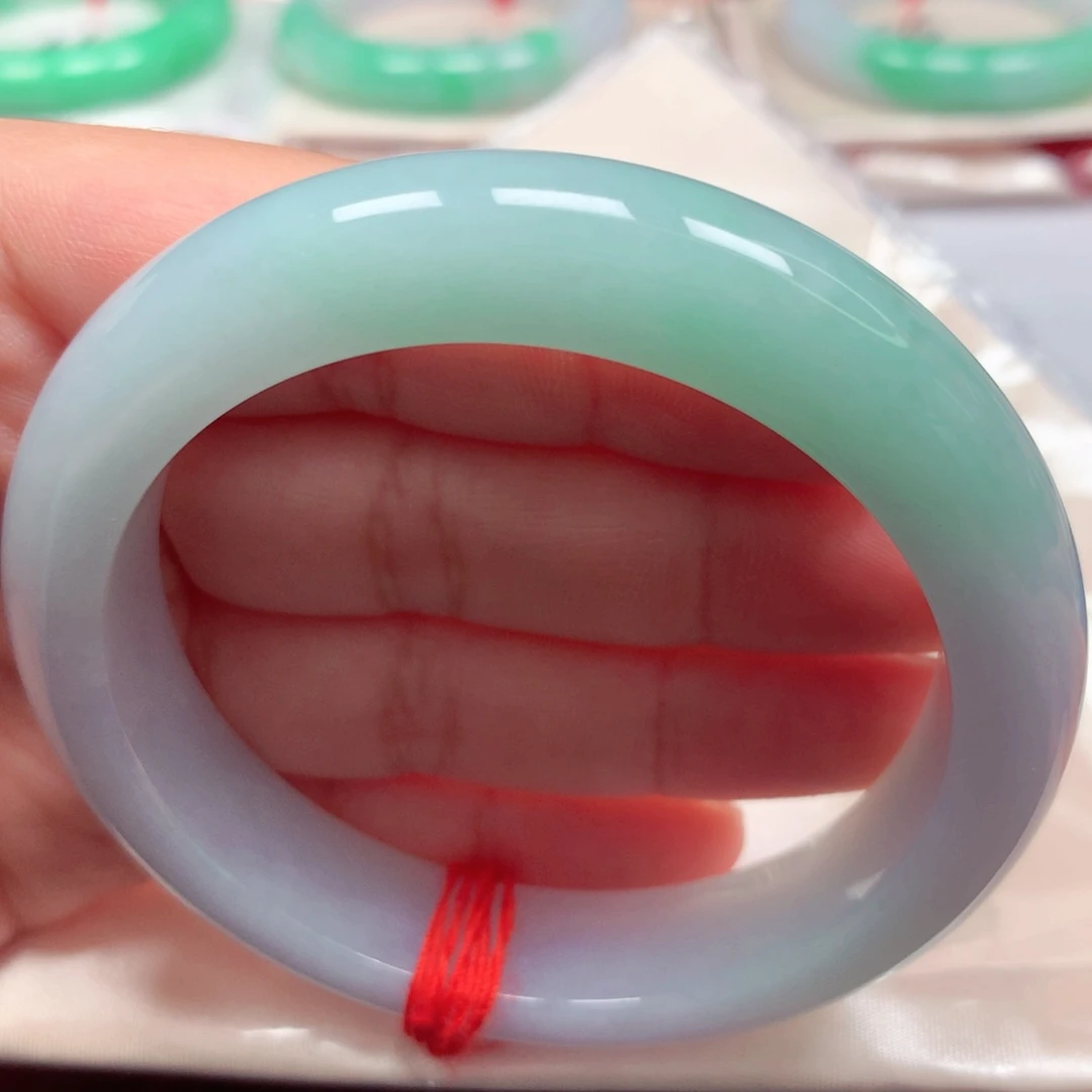 翡翠手镯未镶嵌37冰胶春彩半山水