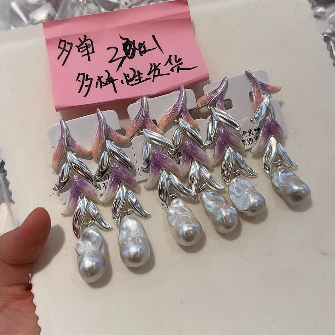 合金淡水珍珠耳饰多样性发其中一单