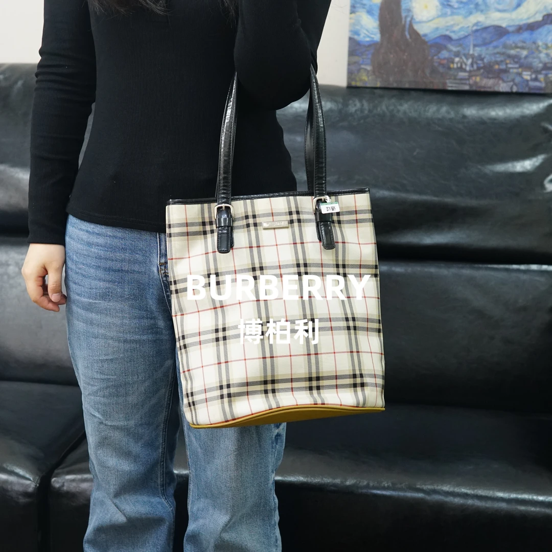 95新 BURBERRY/博柏利 巴宝莉/格纹单肩包/FYWJ02714558/4558