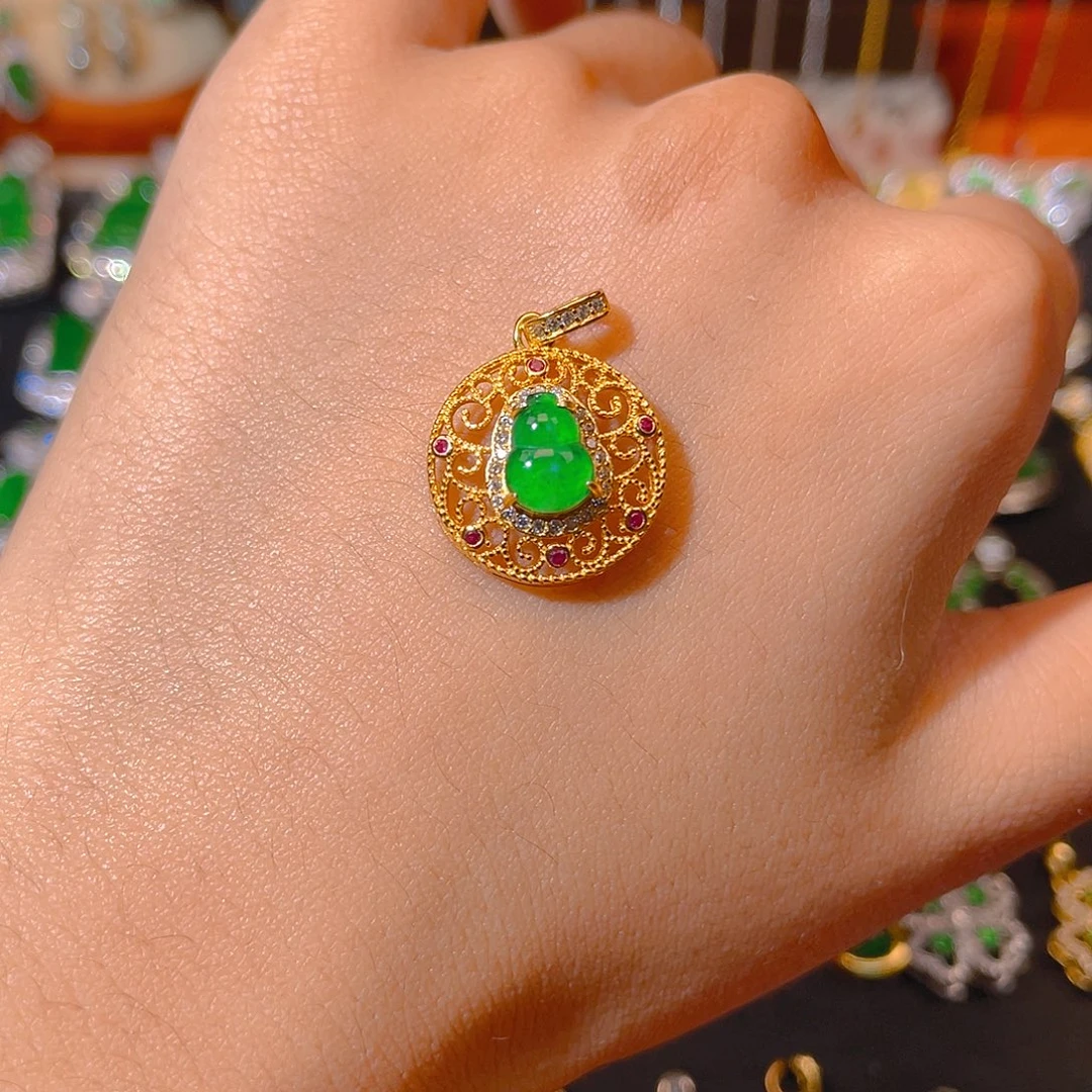 翡翠银S925镶嵌吊坠(不含链)