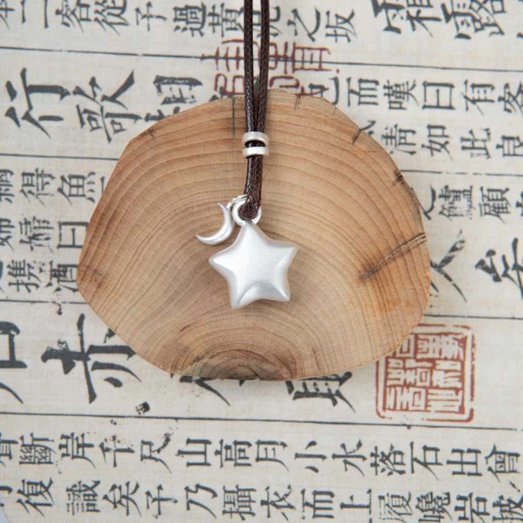 吊坠足银 古法磨砂星月吊坠/12.5克/足银999