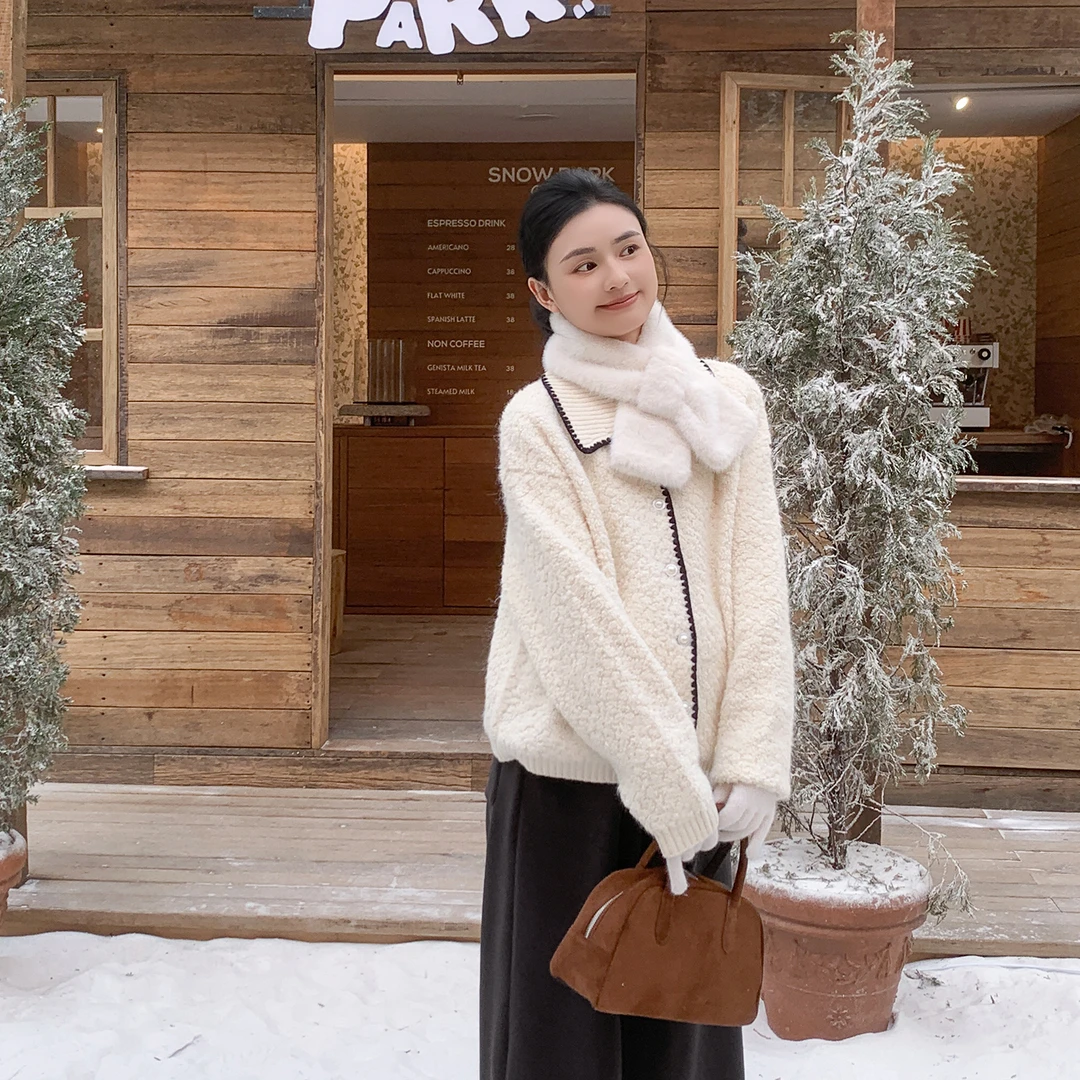 ZMA孕妇装【黑边小香风套装】冬季加厚黑边针织奥利绒束脚孕妇裤