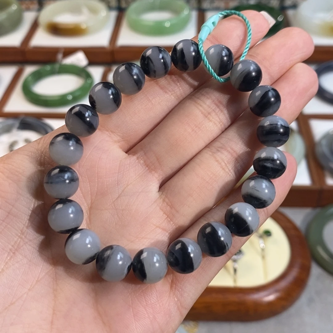 和田玉未镶嵌手镯籽青花手串卡10