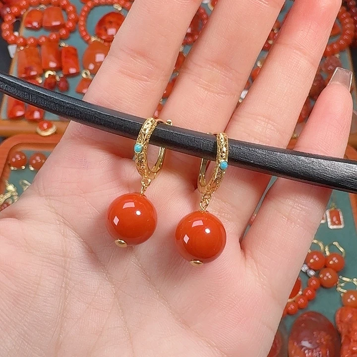 南红玛瑙银S925镶嵌12+
