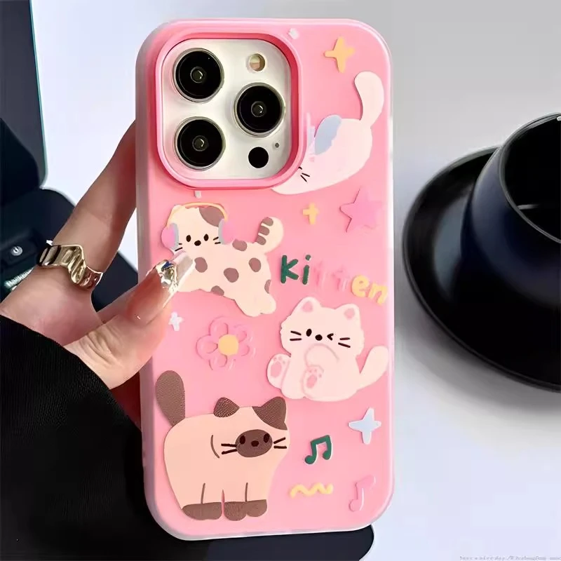 适用苹果16promax手机壳新款iPhone15全包硅胶防摔14plus油画猫咪