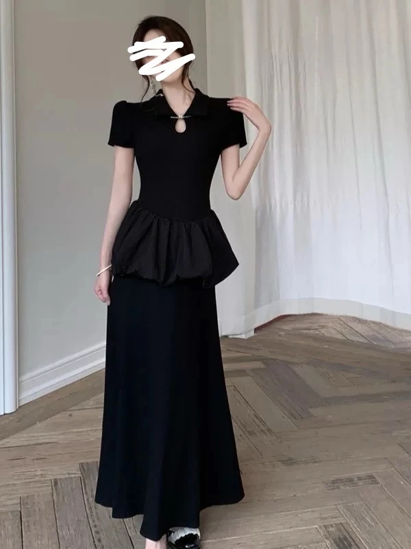 2025夏季新款大码洋气时尚新中式改良收腰显瘦胖MM上衣+半身裙