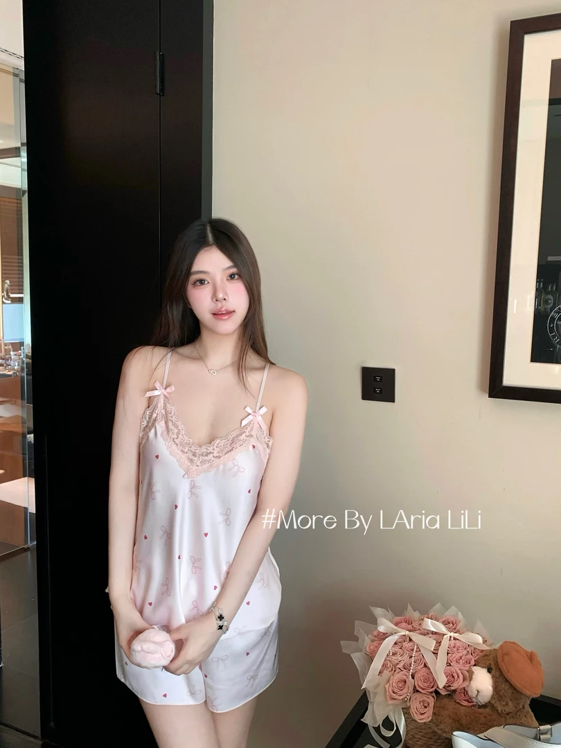 LAria落樱织梦 性感冰丝睡衣女夏季新2025纯欲风吊带睡裙家居服