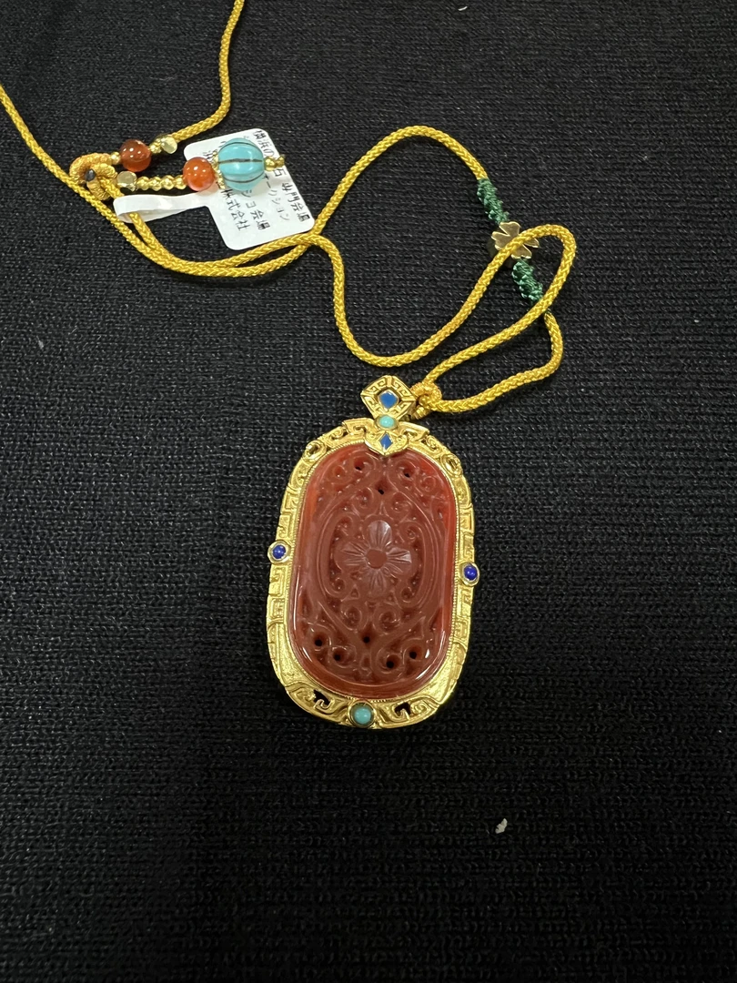 C129玛瑙镶嵌S925精美吊坠