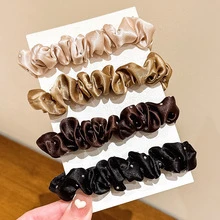 发4个 美拉德缎面烫钻小肠圈发圈高级感头绳扎头发橡皮筋头饰批发