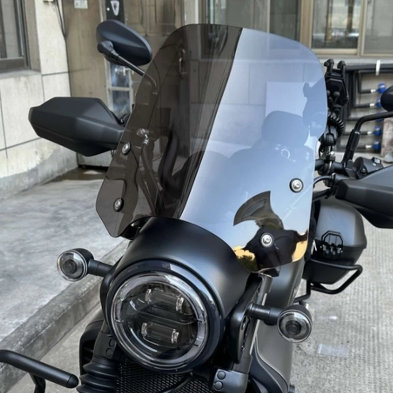豪爵tr300plus旅行都市版/HJ300-3钢化挡风玻璃护胸改装配件风挡
