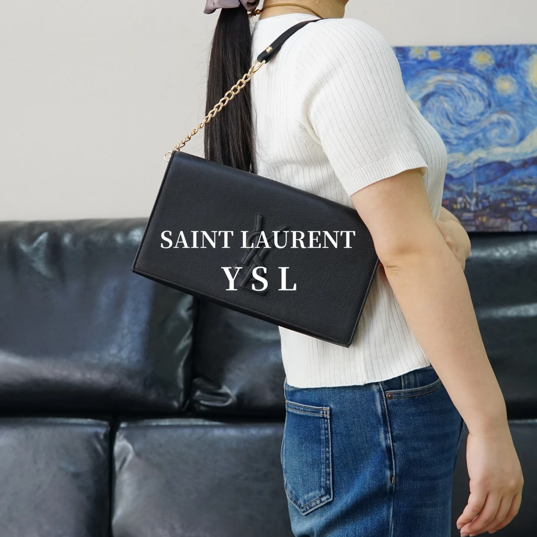 95新 YSL/圣罗兰 黑色浮雕字母单肩包/AR04113228/3228