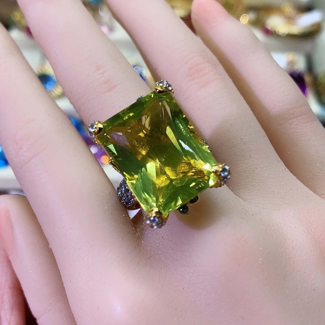 托帕石戒指银S925镶嵌