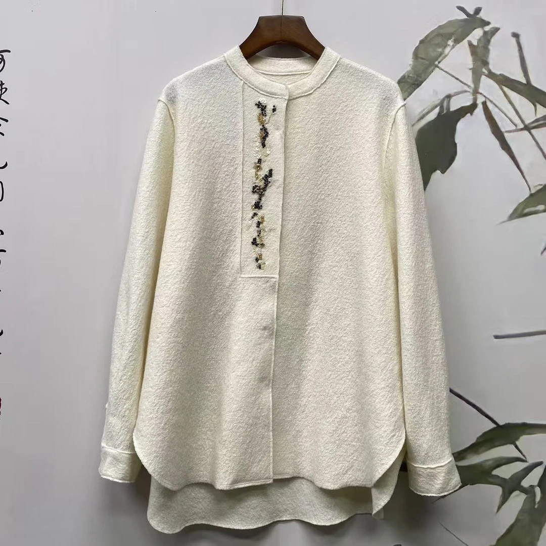 知羽.香云【风雅】轻奢显瘦日常百搭100绵羊毛宽松羊毛外套ZY625700