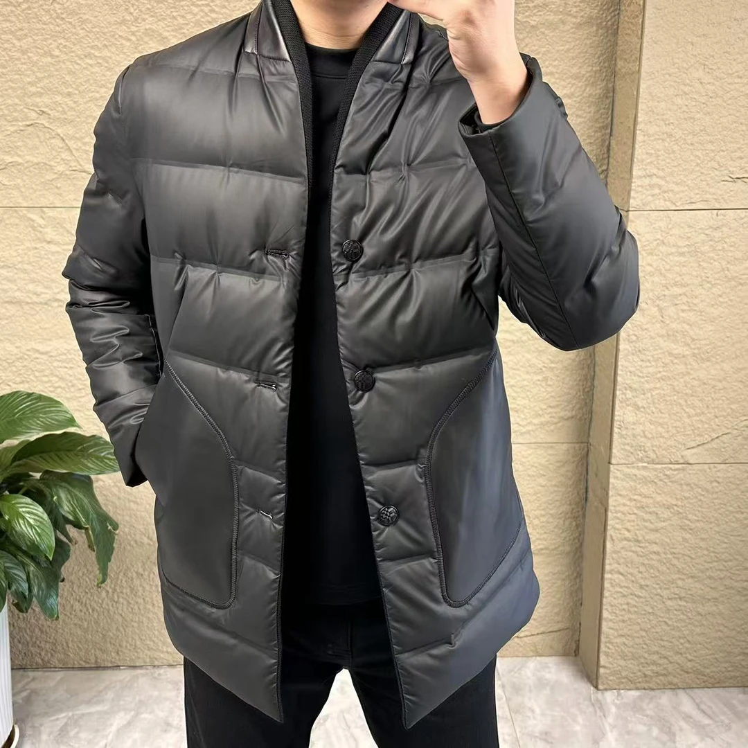 新品｜82311“轻奢”设计师款时尚拼羊皮针织领羽绒服