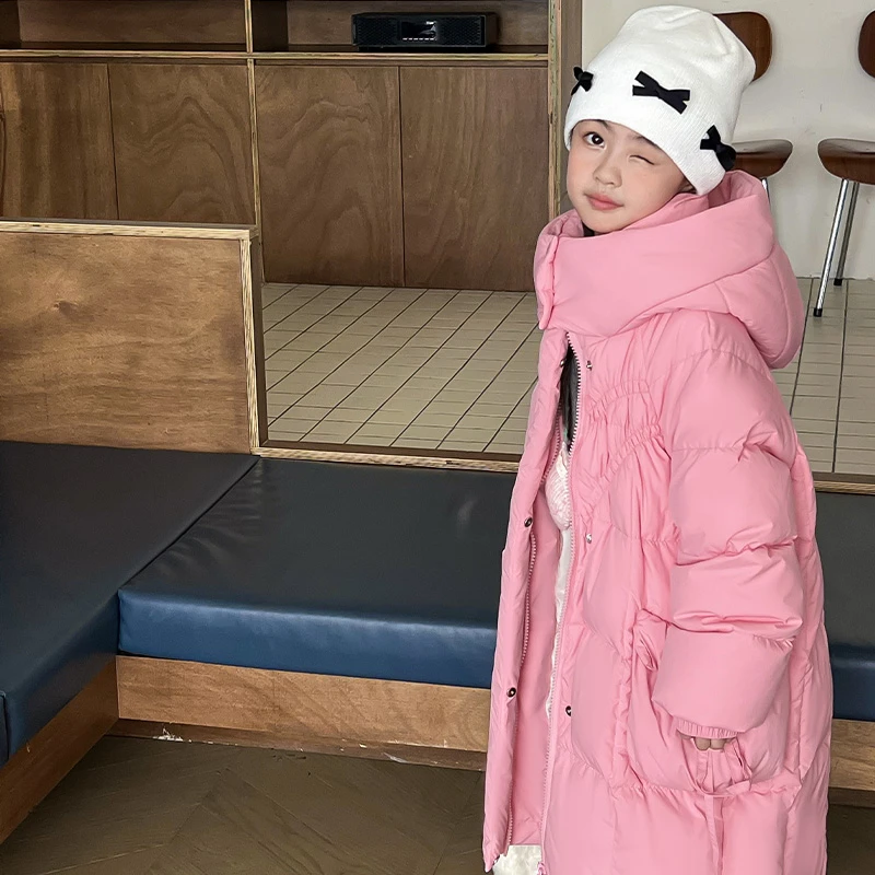 实体亏本清仓儿童羽绒服女童中大童加厚外套宽松可爱连帽洋气保暖