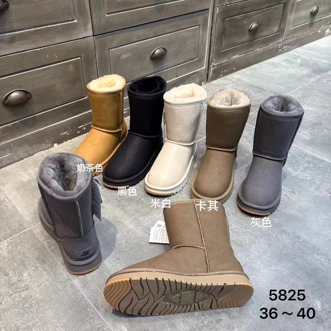 蒙古全羊毛中筒雪地靴2025冬季新款女牛皮羊毛加绒加厚保暖大棉鞋